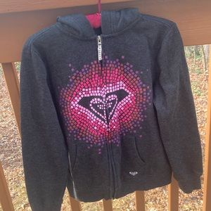 Roxy grey and pink zippered hoodie